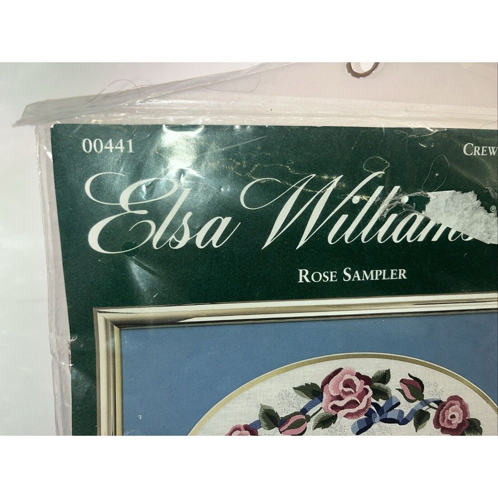 Elsa Williams Rose Sampler Crewel Embroidery Kit NOS 20x16,‎ 16x12 Oval Framed - Picture 4 of 8